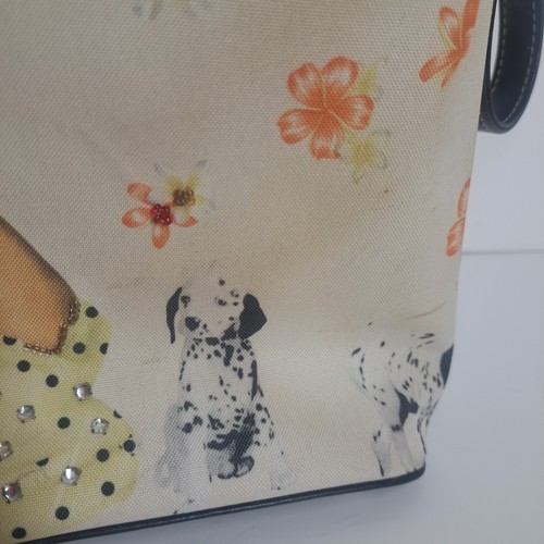 Vintage Pin-up party Girl Dalmatian Dogs Ringstones Handbag Purse - Picture 4 of 13