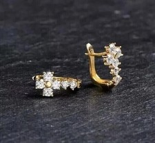 1.50Ct Round Cut Lab Created Diamond Huggie Hoop Earrings 14K Yellow Gold Plated