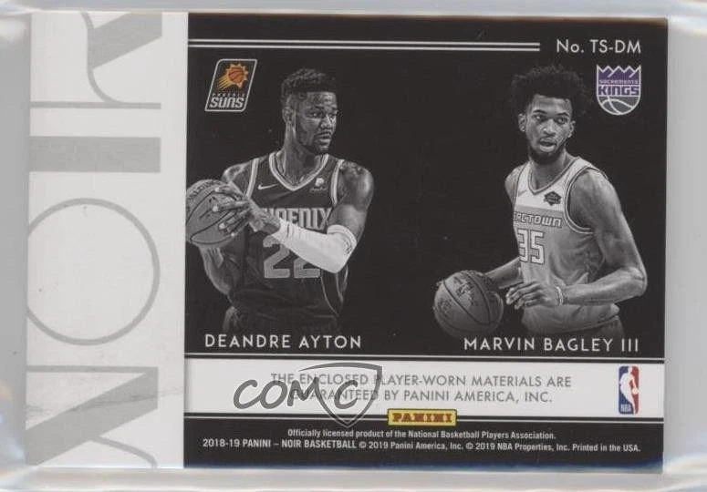 2018 Noir Two-Shot Rookie Jerseys Prime /25 DeAndre Ayton Marvin Bagley III RC - Image 2 of 2