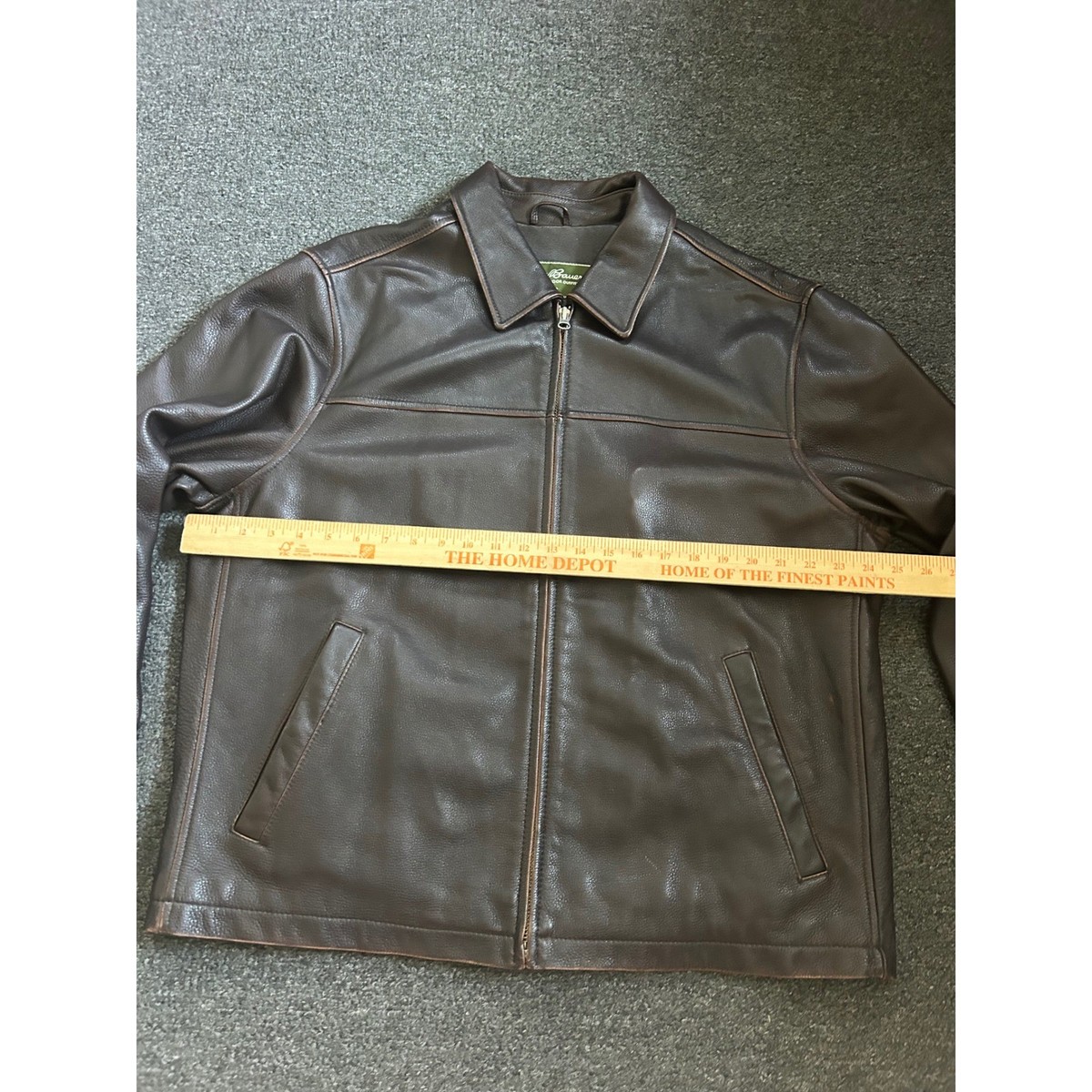Vintage Eddie Bauer Leather Jacket Brown Mens XL Full Zip Coat
