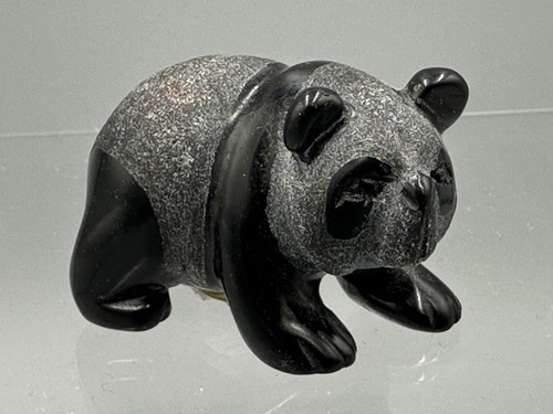 BLACK JASPER Miniature PANDA Stone Figurine