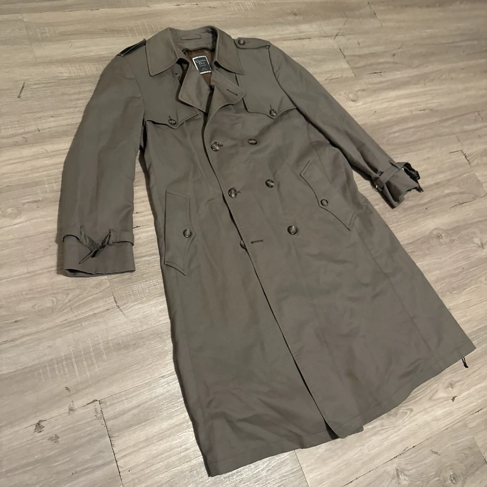 Gabardina CHRISTIAN DIOR Monsieur Doble Pecho Gris Oliva Para Hombre Talla 42R. Foto 3 de 4