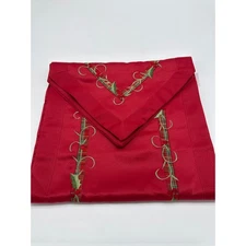Christmas Red Table Runner with ribbon and Holly 14x68