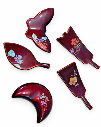 (5) VTG Japanese Lacquerware Lacquered Hashioki Chopstick Rests Urushi Shikki