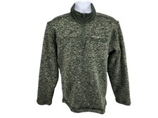 Eddie Bauer Men's XL 1/4 Zip Green Pullover Sweater, Textured Knit Long Sleeve