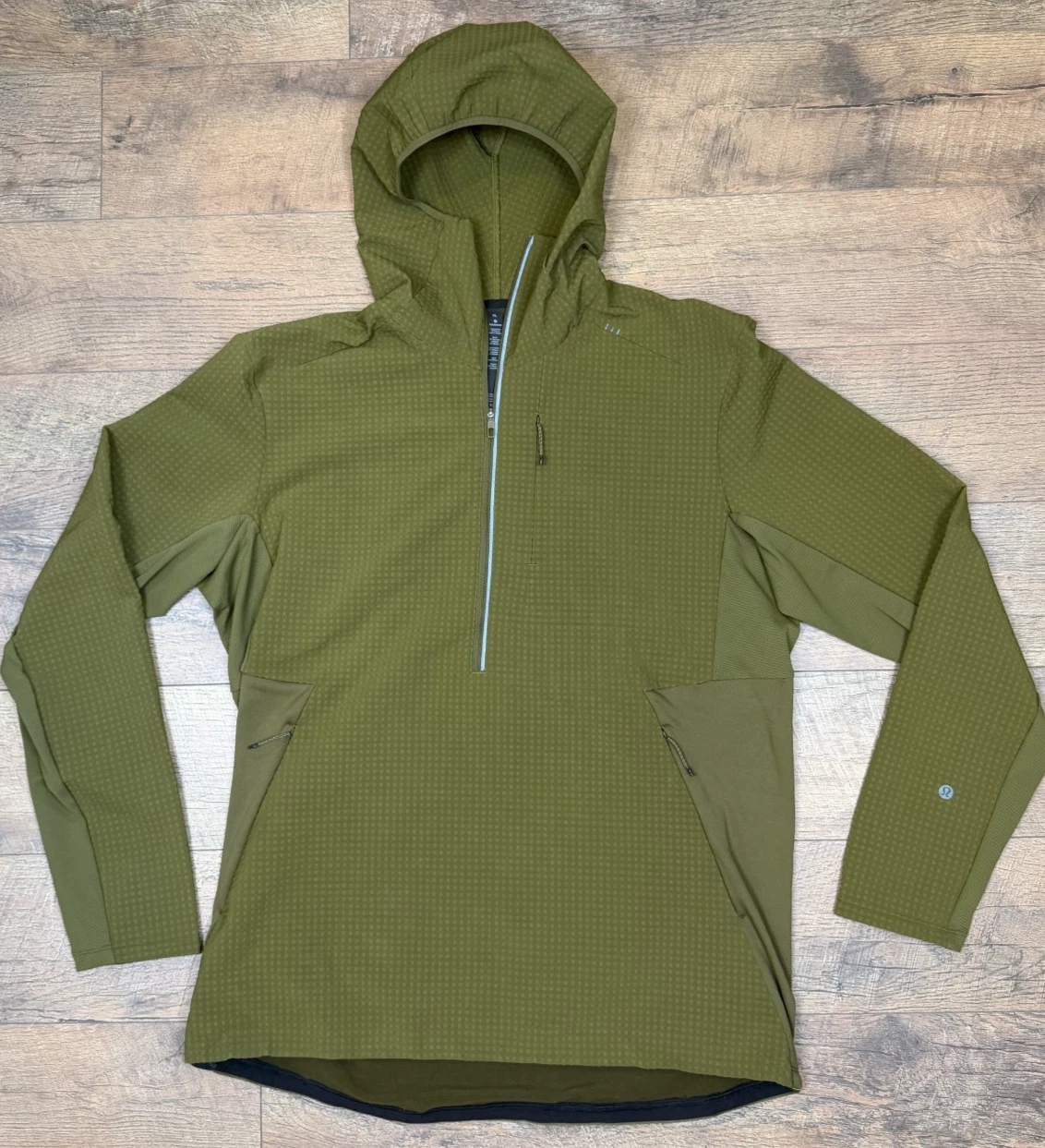 Lululemon Cold Terrain 3/4 Zip Running Jacket Moss Green Performance Cinch M XL