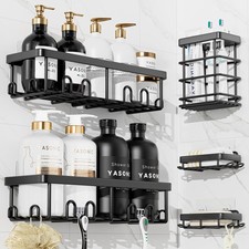 YASONIC Shower Caddy Adhesive, 100 Rustproof Organizer 5 Pack, Black