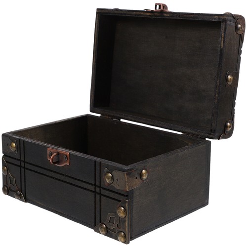Treasure Chest Lockable Wooden Keepsake Vintage Jewelry Box Child Photo Prop - Picture 3 of 12