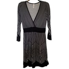 Candy Rose Stretch Abstract Lightweight V-Neck Sweater Dress Size Medium