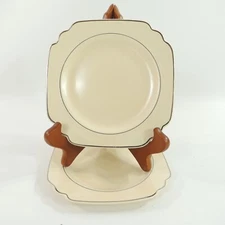 CENTURY w Platinum Band On Cream by Homer Laughlin Cup and Saucer, Set of 2