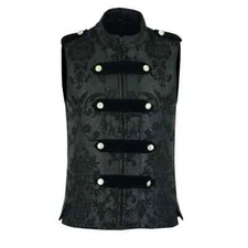 Dark Rock Black Vest Gothic Jacket Military Uniform Rock Band Vest Goth