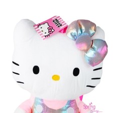 Hello Kitty Shiny Pink Plush Backpack 16 Inches Brand New Pink White
