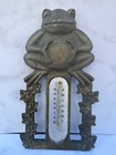 Cute brass frog thermometer-lovely yard decor-flaw thermometer not working