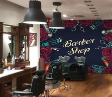 3D Rose G3428 Hair Cut Barber Shop Wallpaper Wall Murals Self-adhesive E