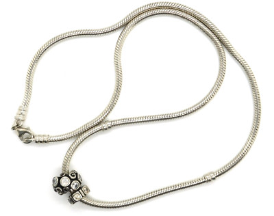 Pandora ALE 925 Sterling Silber Schlangenkette mit Charm Beads 790330 & 790368