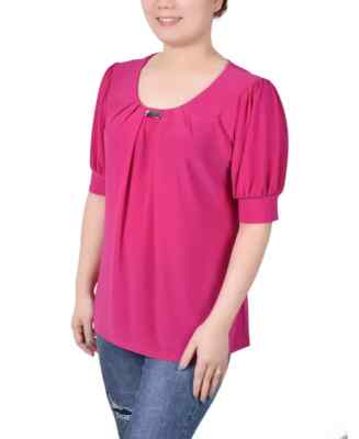 NY Collection Womens Office Professional Work Blouse Shirt Petites PXL Pink