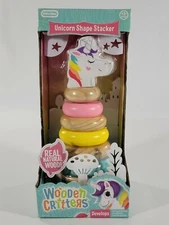 Little Tikes Wooden Critters Unicorn Shape Ring Stacker Developmental Toy New!!