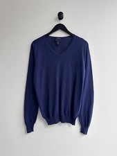 Roberto Cavalli V Neck Blue Sweater Jumper Size L Mens