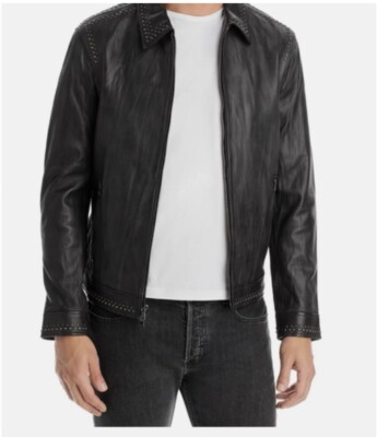 John Varvatos Collection Sharkey Blouson Leather Jacket.. Size 56