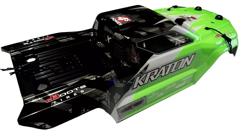 Arrma KRATON 4s 4x4 - Body Shell GREEN polycarbonate cover, body pins ARA4408V2 - Image 2 of 4