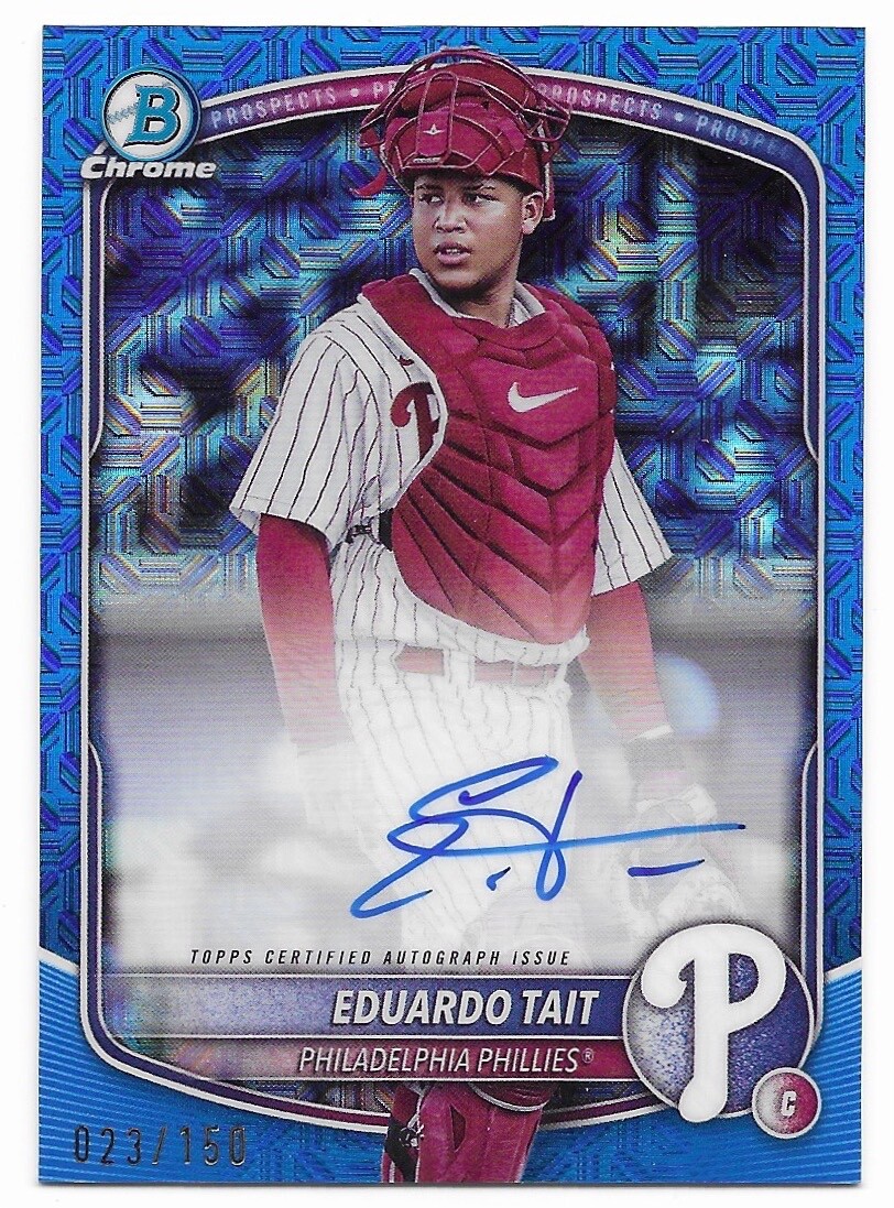 2025 Bowman Chrome Prospect Mega Mojo Blue Auto Eduardo Tait #023/150 (BMA-ET)