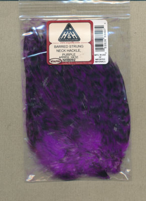 Barred Strung Neck Hackle - purple - 1/4 oz       NHB092