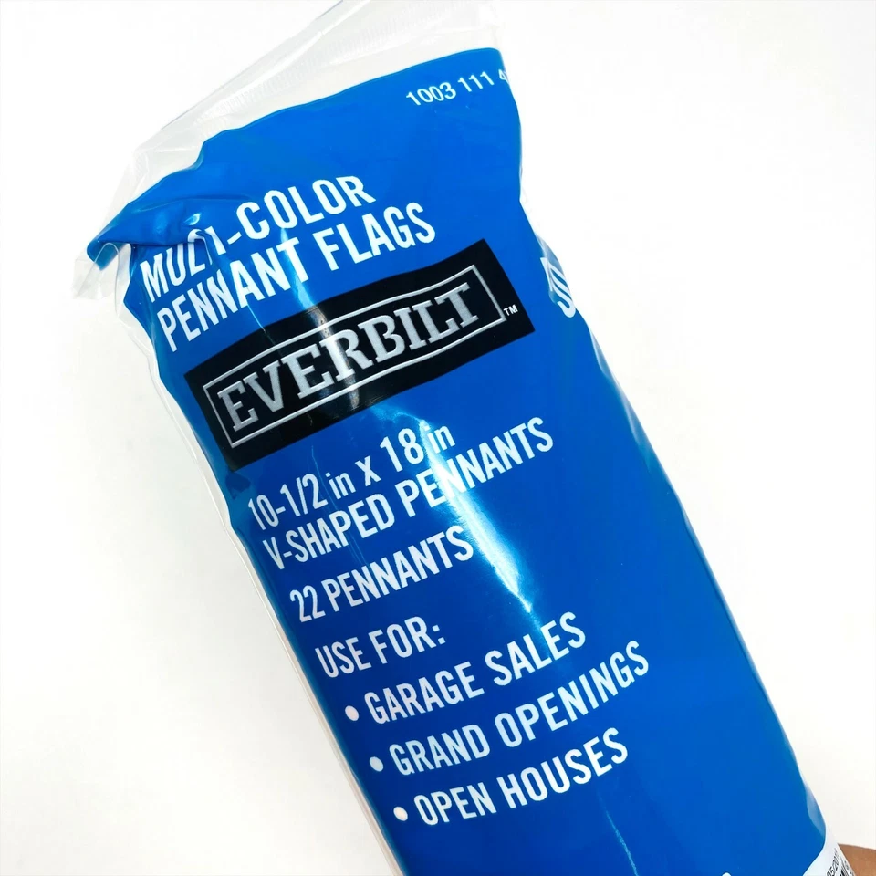 39 banderas banderines multicolores Everbilt en forma de V 10-1/2 x 18 pulgadas 50 pies de largo 22 banderas Foto 4 de 4