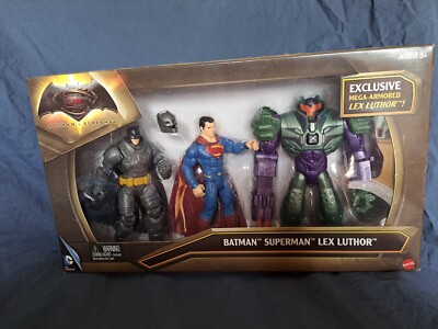 2015 DC Comics 6 Inch Figure Set BATMAN, SUPERMAN and MEGA ARMORED LEX LUTHOR