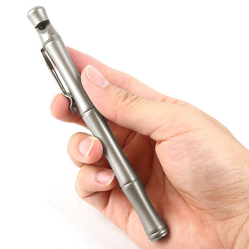 Pocket Titanium Alloy Ballpoint Pen Multi Outdoor Survival Safty Whistle Tools