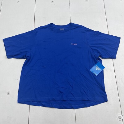 Columbia Bramley Bay Royal Blue Fish Flag Short Sleeve T Shirt Women s Size L