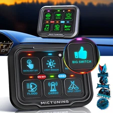 MICTUNING P8 RGB 6 Gang Switch Panel, Upgraded IP67 Momentary Toggle Switch