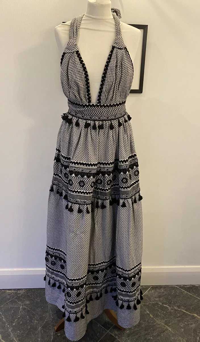 Black and white sales halter neck dress