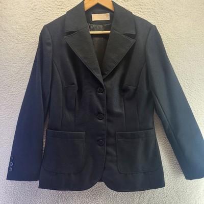 Pendleton Vintage Virgin Wool Double Breasted Black Blazer Jacket Size 12