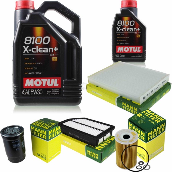 MANN-FILTER Inspektionspaket 6L Motul 5W-30 8100 X-Clean+ FüR Kia Soul Ii 1.6-image