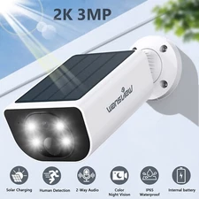 Wireless Solar Security Camera Outdoor WIFI Battery Camera Human Detection 2K