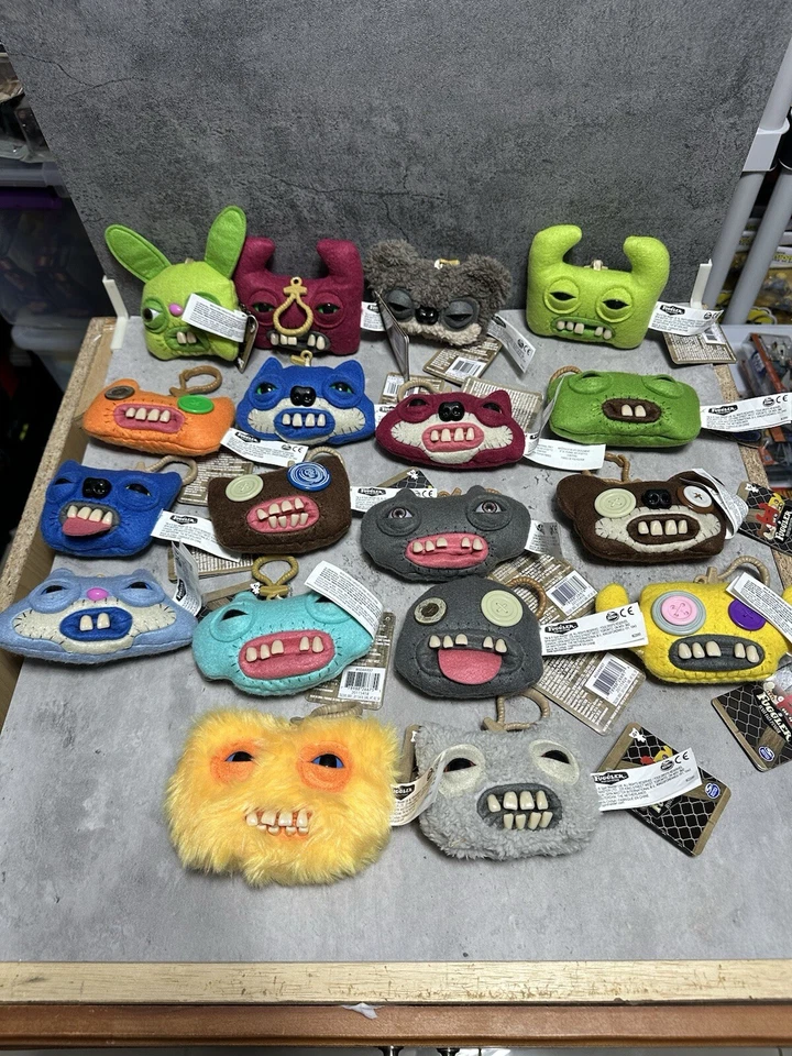 18 SPINMASTER Fuggler Funny Ugly Monster Plush Clip On KEY CHAIN Pouch Buttons - Image 3 of 4