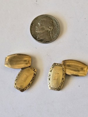 ANTIQUE PS Co. GOLDPLATED/FILLED ENGRAVED CUFFLINKS -- NO MONOGRAM SET