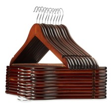 OPEN BOX - 20 Walnut Wooden Suit Hangers - Clothes Coats Jackets Dress Pants.