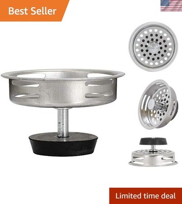 Rust-Free Stainless Steel Sink Strainer - Easy Clean Rubber Flat Bottom 3-1/2 