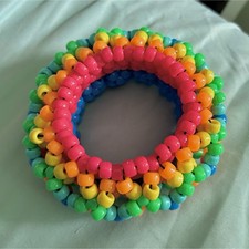 Multicolor Beaded Kandi Rainbow Cuff Bracelet Split Color Kidcore Ravewear