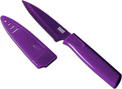 Kuhn Rikon COLORI Serrated Paring Knife, Eggplant