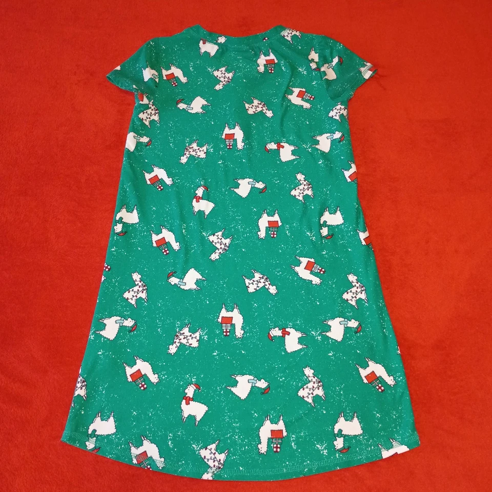Camisón Navidad Niñas Raro Lamas Verde Manga Camisa Franela Talla 10 Sueño Foto 4 de 4