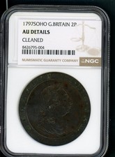 GREAT BRITAIN TWO PENCE 1797 SOHO KING GEORGE III COIN NGC AU DETAILS     A160