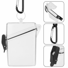 Waterproof Durable Clear Plastic Card Key Holder Crush Proof Case With Lanyard