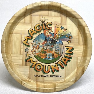 Vintage Magic Mountain Amusement Park Gold Coast - Souvenir Bamboo Tray 70s/80s
