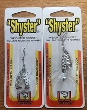Lot Of 2. Luhr -Jensen “Shyster” 1/8 Oz. Weighted Spinner. Feather White/Black