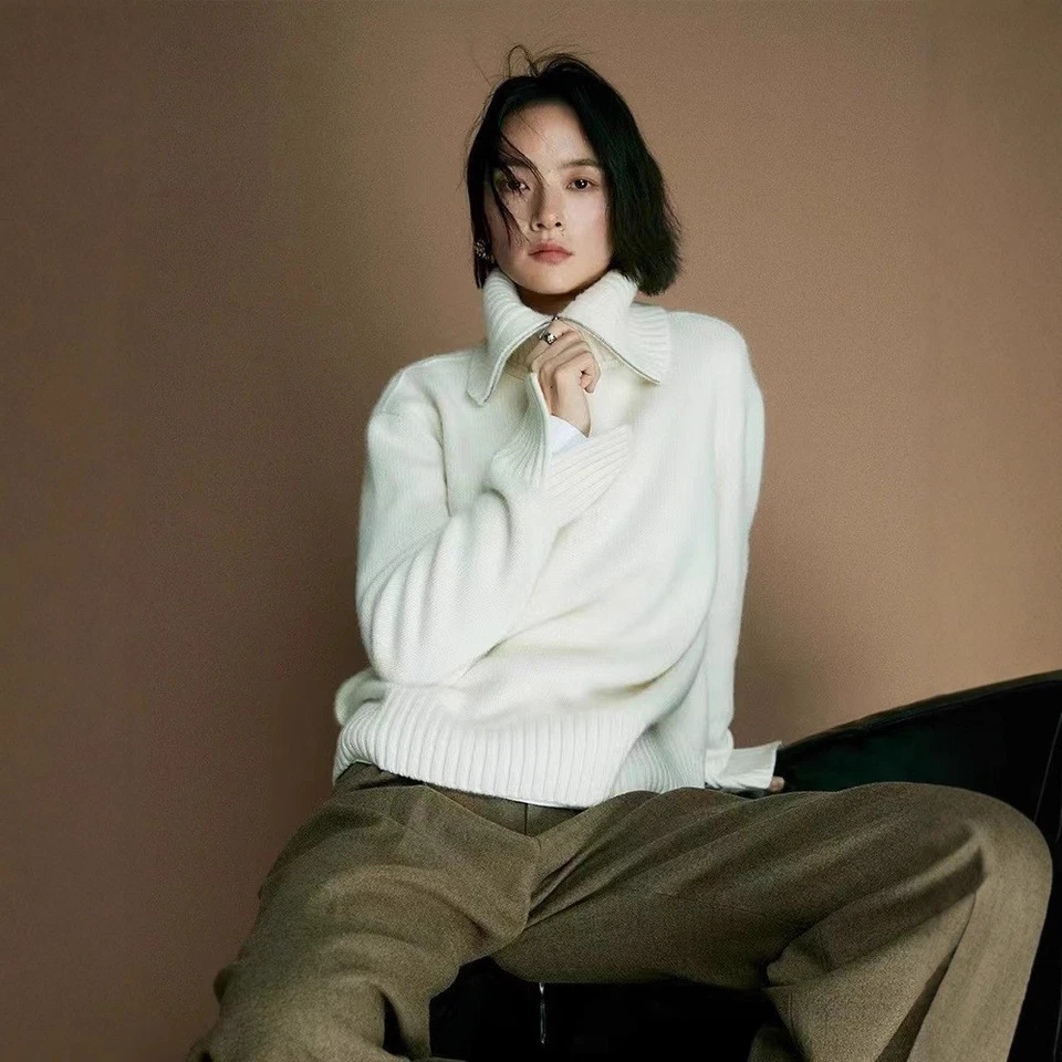 THE ROW Womens Wool Knitting Retro Thick Needle Shape Lazy Style Sweater - Image 2 of 4