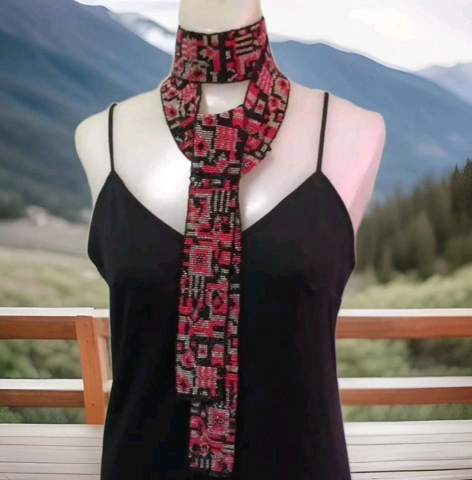 RARO Circa 1920 Período ART DECO VINTAGE Aleta Multicolor Cuentas Chal Foto 2 de 4