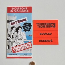 Townsend Thoresen Menu/Dépliant « Excursions en Angleterre » hiver 1985-1986