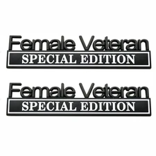 2Pcs Black White Female Veteran Special Edition Car Exterior Emblem Stickers